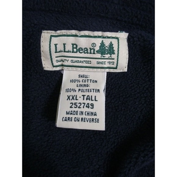 LL Bean Men's 2XL Tall Blue Flannel Plaid Fleece Lined Shirt Jacket XXL Shacket - Picture 3 of 11